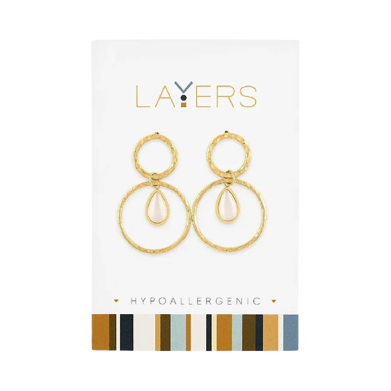 Trendy Earrings for Special Occasions-Gold Double Hoop Dangle Layers Earrings