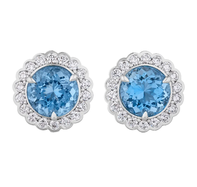 Sparkly Earrings for Bridesmaids-Aquamarine Earrings, 7.26 carats